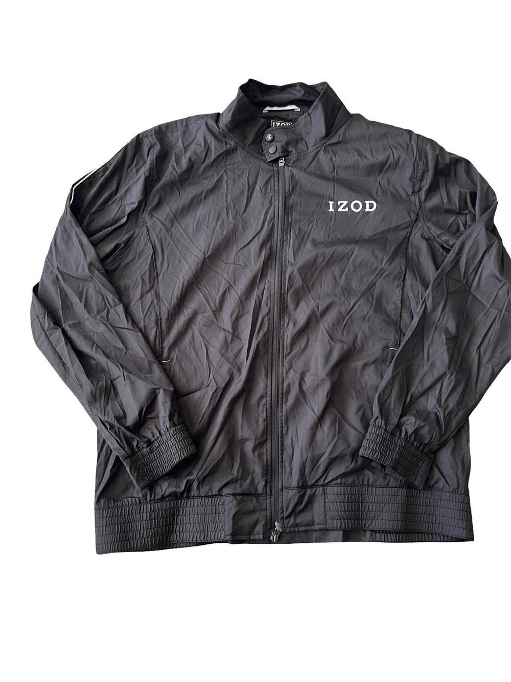IZOD Golf Men’s Full Zip Windbreaker Jacket Black XXL Lightweight